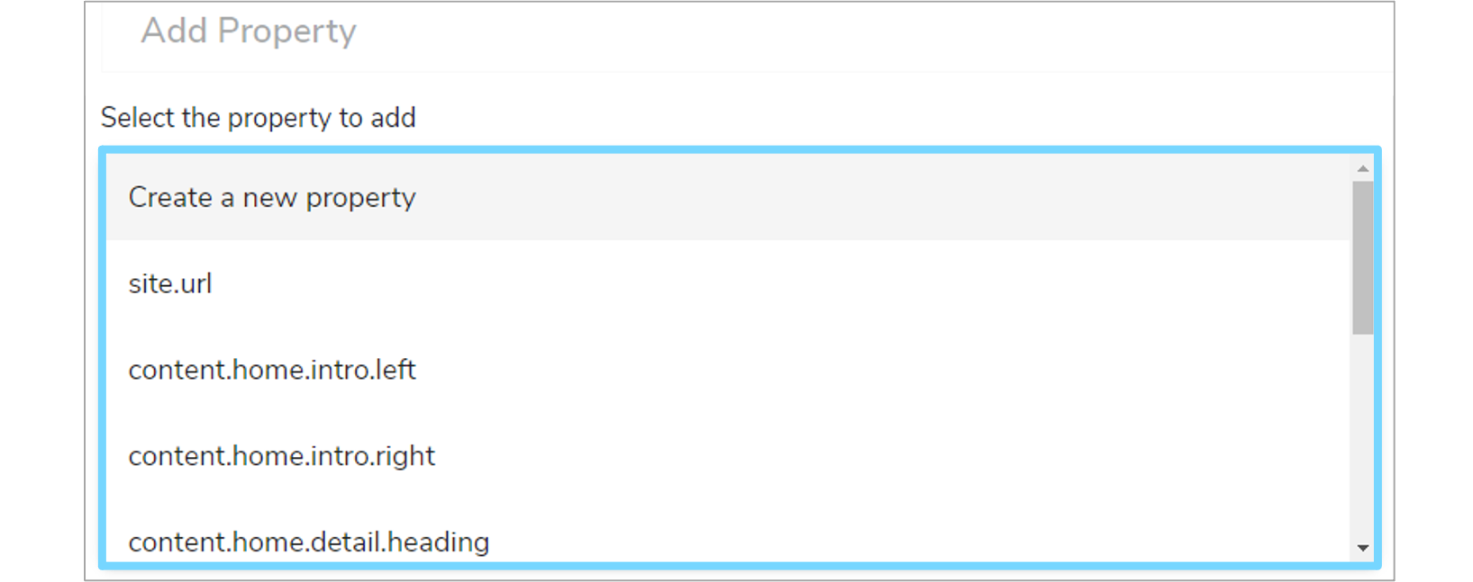 Property dropdown menu
