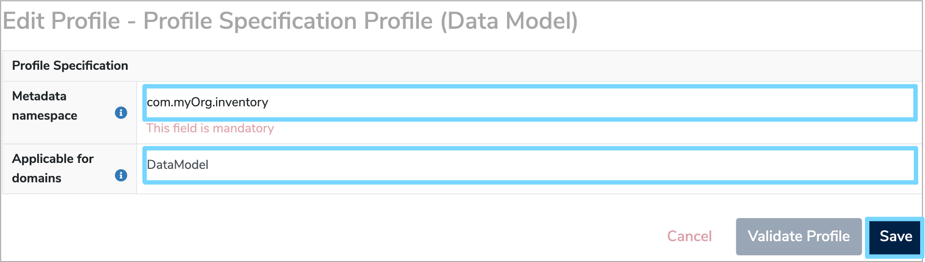Edit the Profile Specification Profile fields