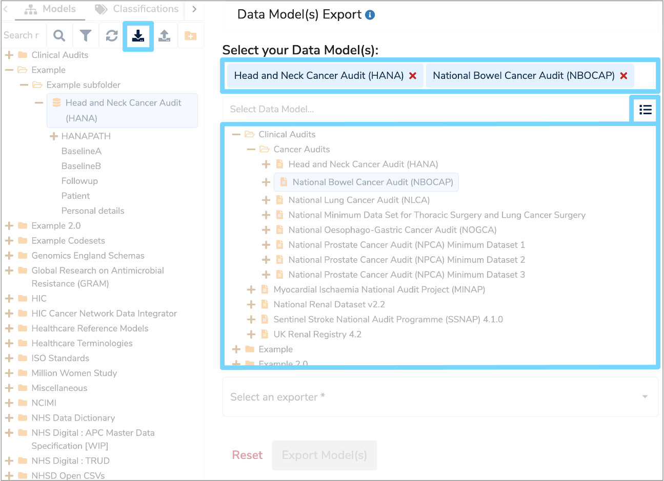 Export multiple Data Model form