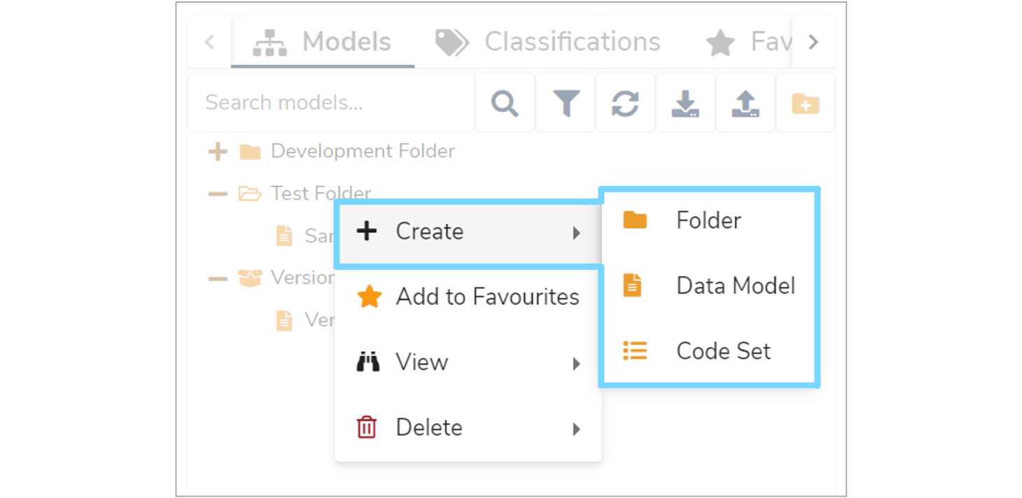 Create menu when right click a folder or versioned folder