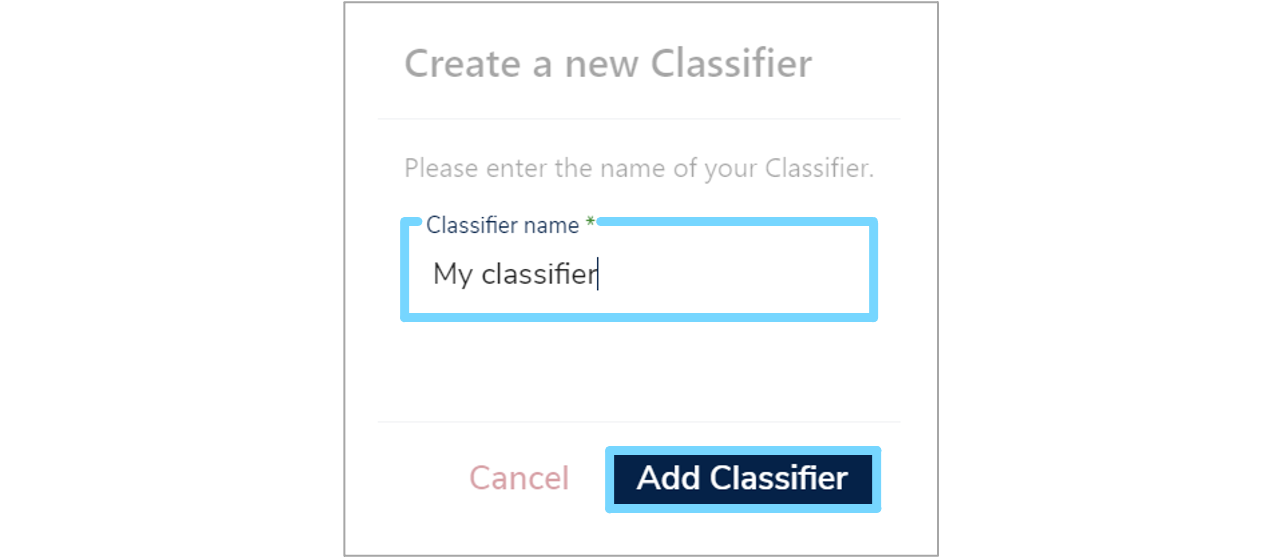 Create a new Classifier dialogue box