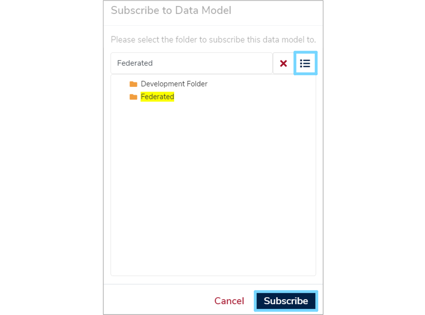 Subscribe to Federated Data Model