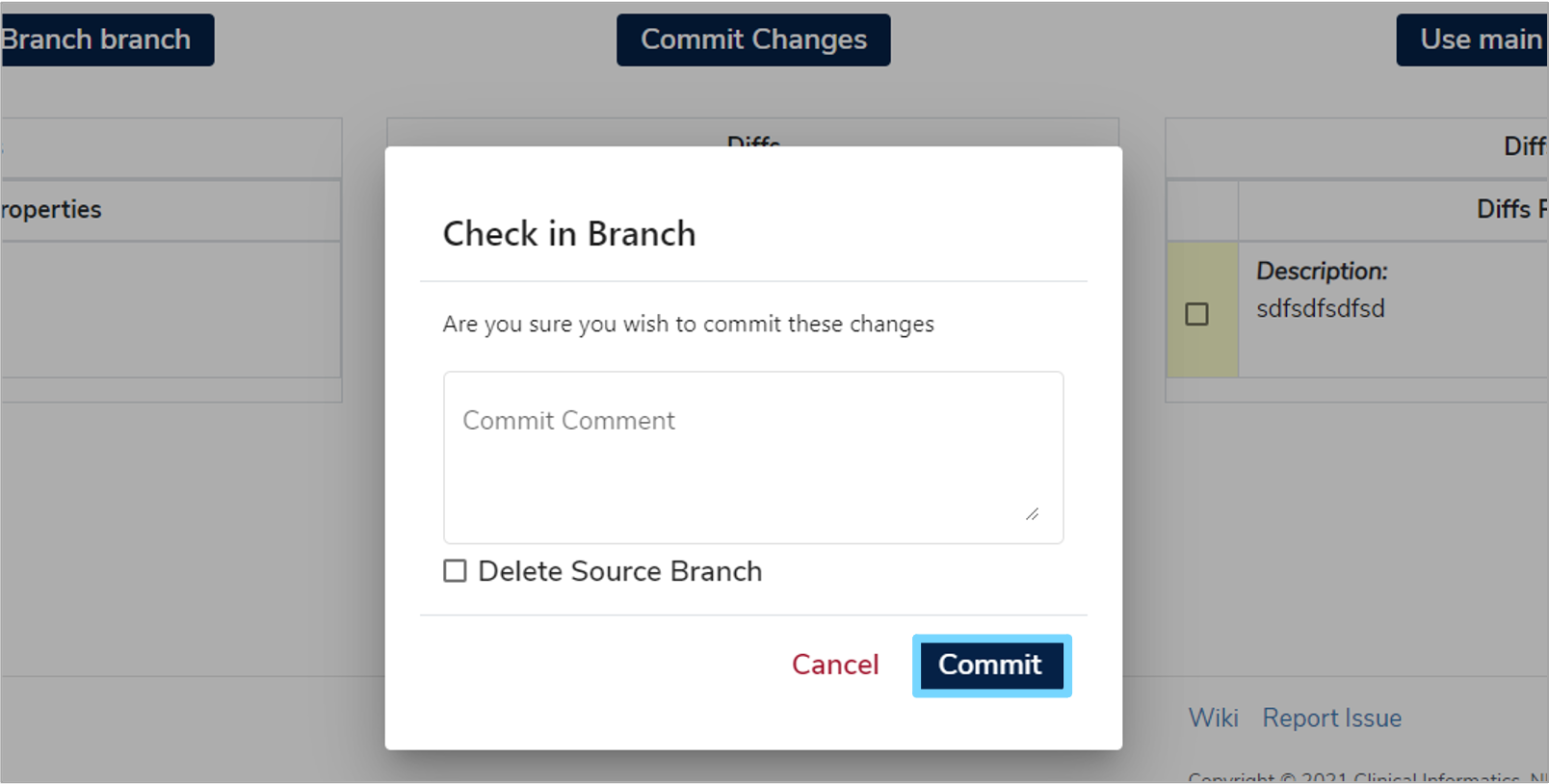 Check in dialogue box