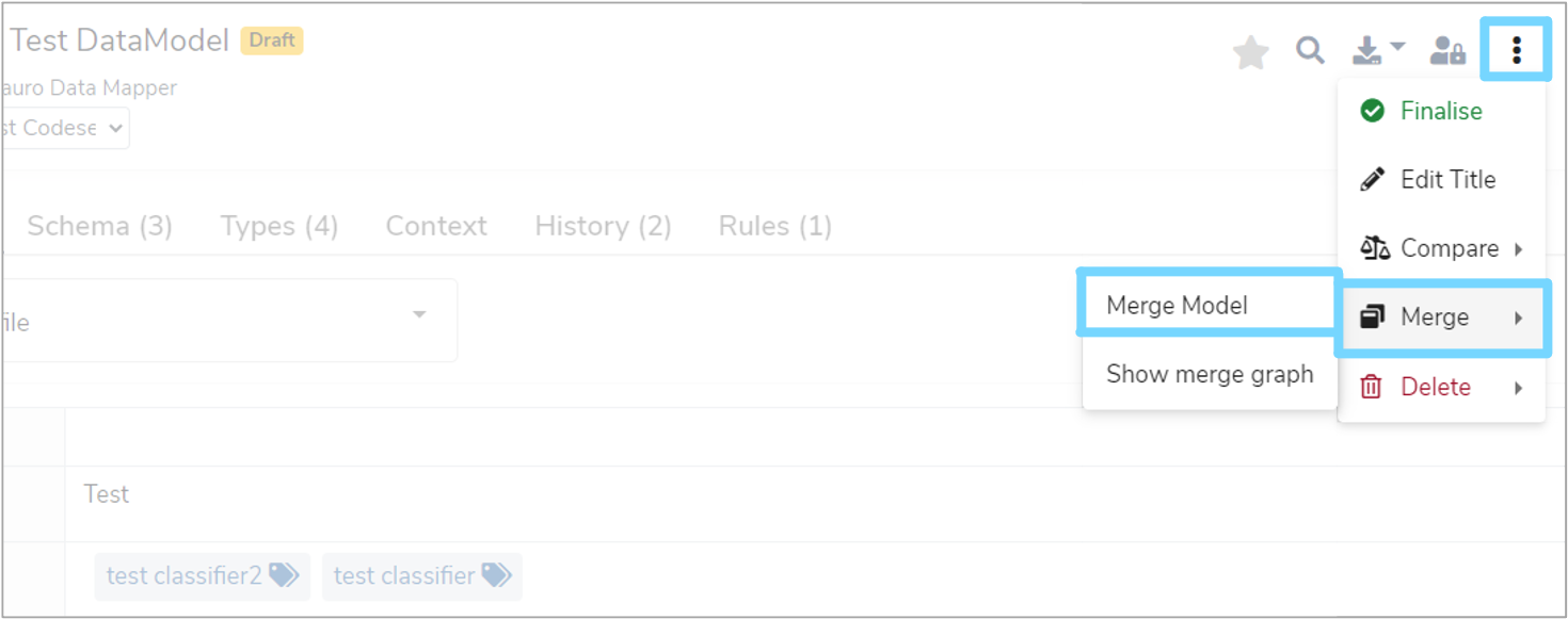 Merge Model menu option